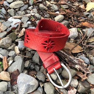 Brick Red Southwestern Leather Belt